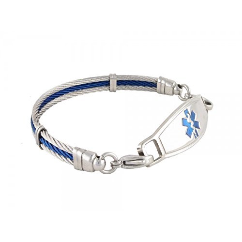 On Blood Thinner Medical Alert Bracelet for Women | Other Medical Conditions Available | Fashionable & Attractive | Blue, Bay - 6.75