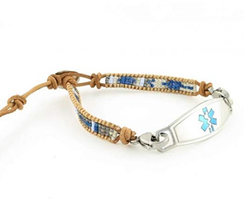 Free Engraving, Aztec Beaded/Leather Women’s Medical Alert ID Bracelet – Adjustable Size – Hope – Blue Review
