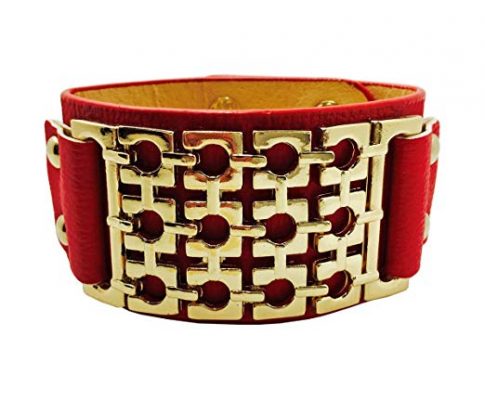 Fitbit Bracelet for Fitbit Flex Trackers – The TABITHA Red Vegan Leather and Gold Link Fitbit Bracelet (Red) Review