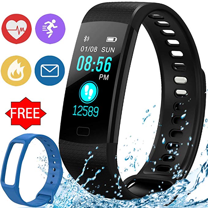 Fitness Tracker Heart Rate Blood Pressure Oxygen Sleep Monitor IP67 Waterproof GPS Activity Tracker for Women Men Kid Outdoor Run Pedometer for Android iOS Sport Smart Watch with Free