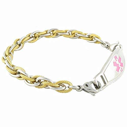 Medical Alert Bracelet for Women | Lymphedema Alert Right Arm | Other Conditions available | Pegasus, Pink - 7.25