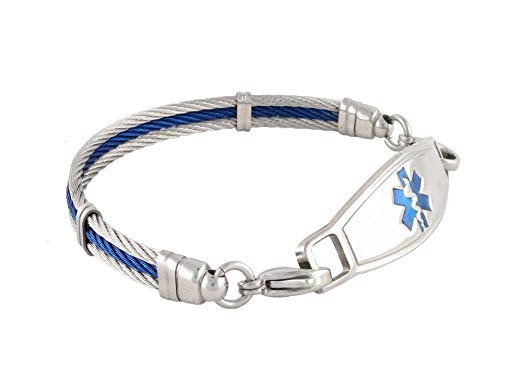 N Style ID The Bay Cable Personalized Medical ID Bracelet 7.25