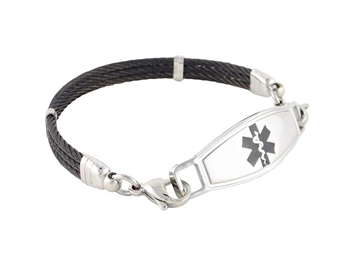 Women's Medical Alert ID Bracelet Custom Engraving Included - Interchangeable, Stainless Steel