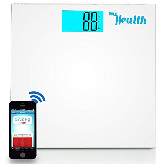 Pyle Digital Scale Smart Bathroom Body weighing scale With Wireless Bluetooth Smartphone composition analyzer for iPhone iPad & Android Devices Large Display (PHLSCBT2WT) (White)