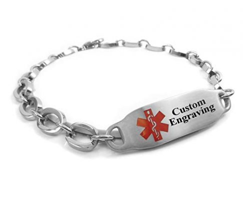 My Identity Doctor Free Engraving Medical Alert Bracelet – Steel Oval Link 7mm – Red Review