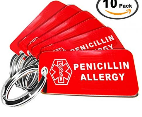 My Identity Doctor – 10 Pre-Engraved Penicillin Allergy Plastic Medical Alert ID Keychains, 2.25in (5.7cm) x .79in (2cm), Made in USA Review