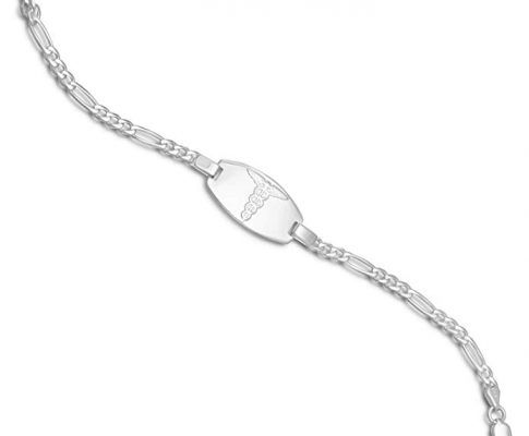 Medical ID Bracelet with Figaro Chain Sterling Silver Review