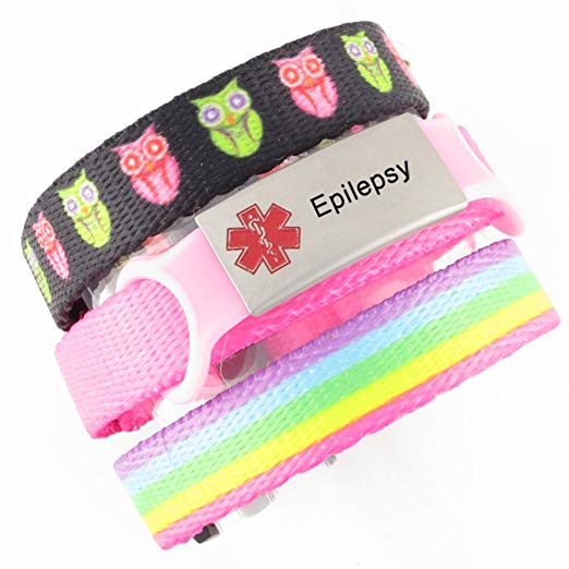 3 Bracelet Value Pack | Epilepsy, Kid's Medical Alert Bracelets | Choice of Fun Designs | Children's Medical ID Bracelets | Adjustable