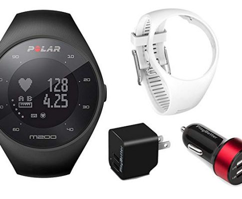Polar M200 (Black) Running GPS Watch Power Bundle | Includes Extra Silicone Wrist Band (White) & PlayBetter USB Car/Wall Charging Adapters | Running Watch with Wrist HR Review