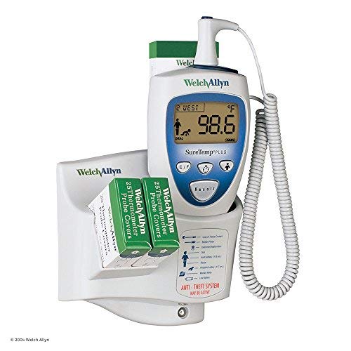 Welch Allyn 01692-300 SureTemp Plus Model 692 Electronic Thermometer, One Per Room, Wall Mount, 9' Oral Probe with Oral Probe Well