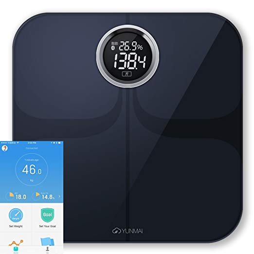 Yunmai Premium Smart Digital Body Fat BMI Weight Scale 10 Body Health Data Track With Free APP Black
